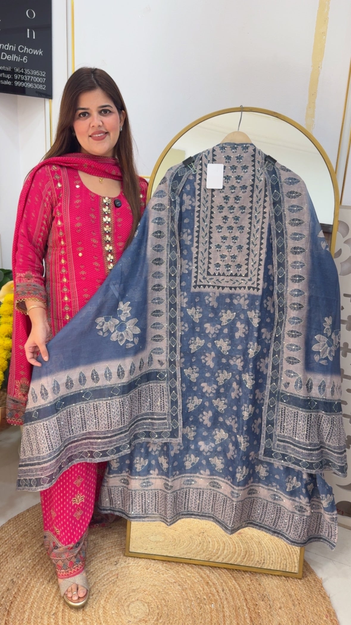Handcrafted super soft chanderi silk katha embroidered premium suit material GF721